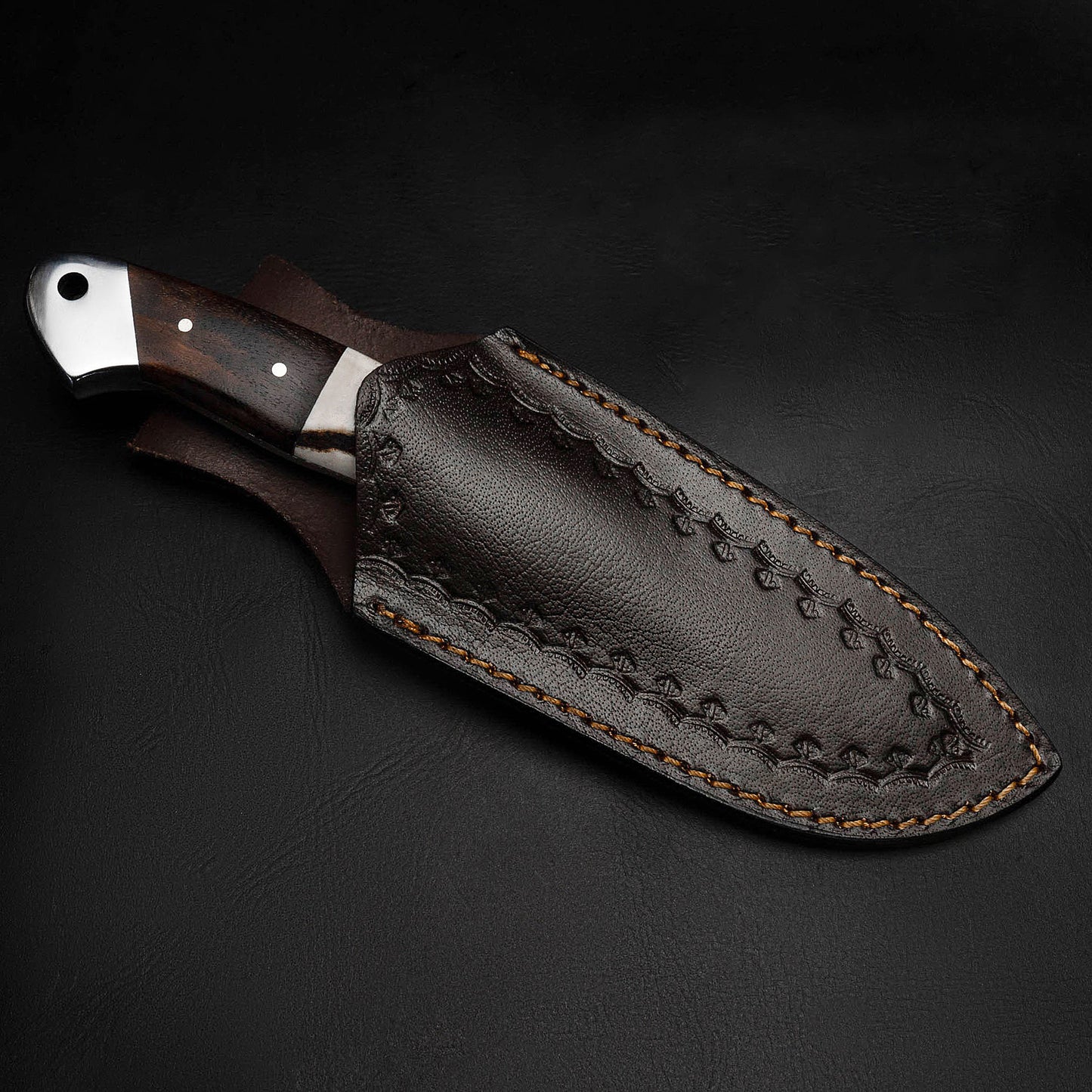 Gut Hook Bone Wood Handle Fixed Blade Full Tang Hunting/Camping Knife - Authentic Damascus 8.5" Knife by morfsteelware Gift for Him, Dad