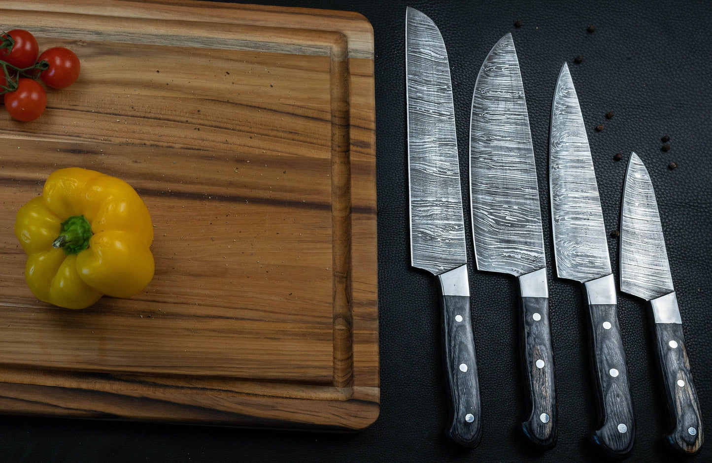 Handmade Damascus Chef Knife Set of 5 BBQ Knife Kitchen Knife Gift Damascus Knife Set Gift Camping Knife Gift for Him Groomsmen gift EDC Etsy