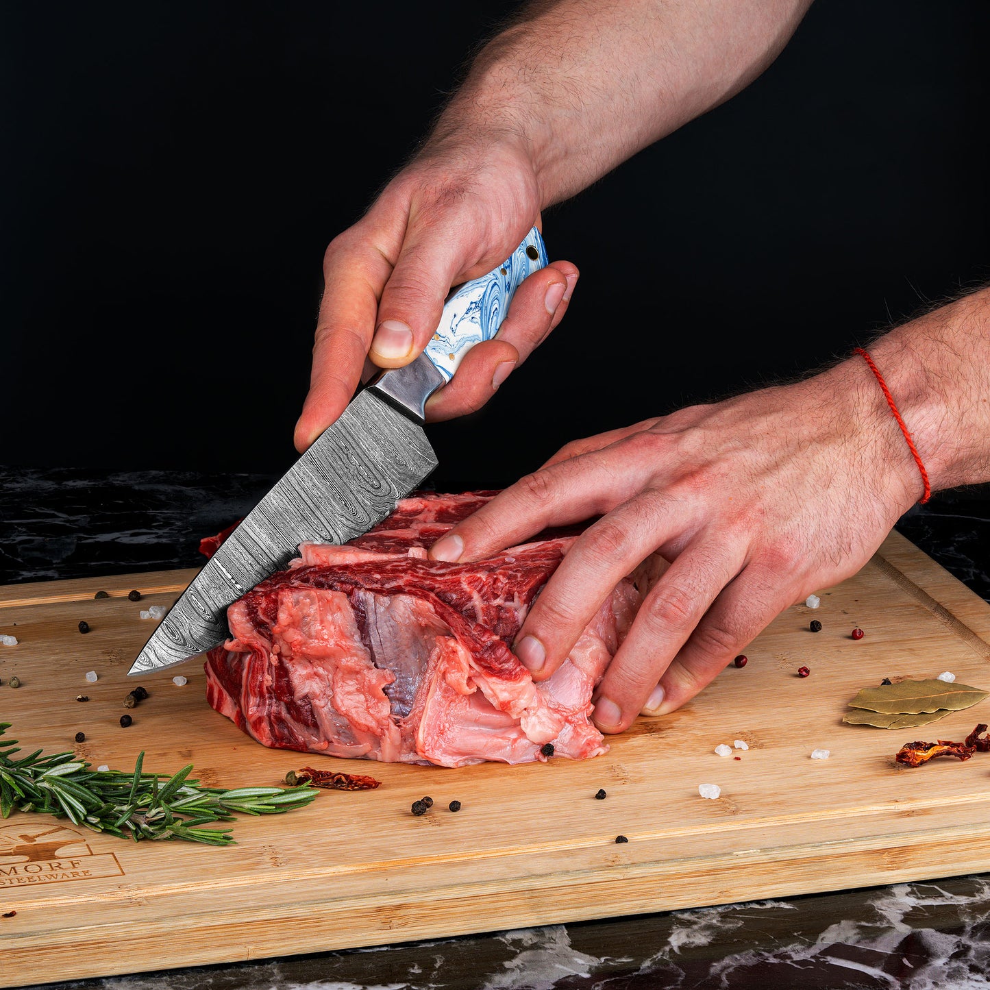 Handmade Damascus Epoxy Kitchen Knives