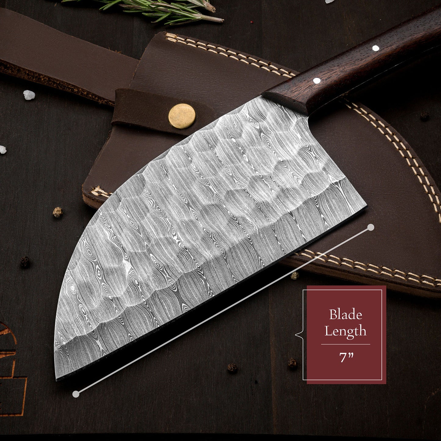 Damascus Serbian Cleaver Knife