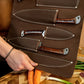 Damascus Steel Kitchen Knives in Leather Roll Sheath