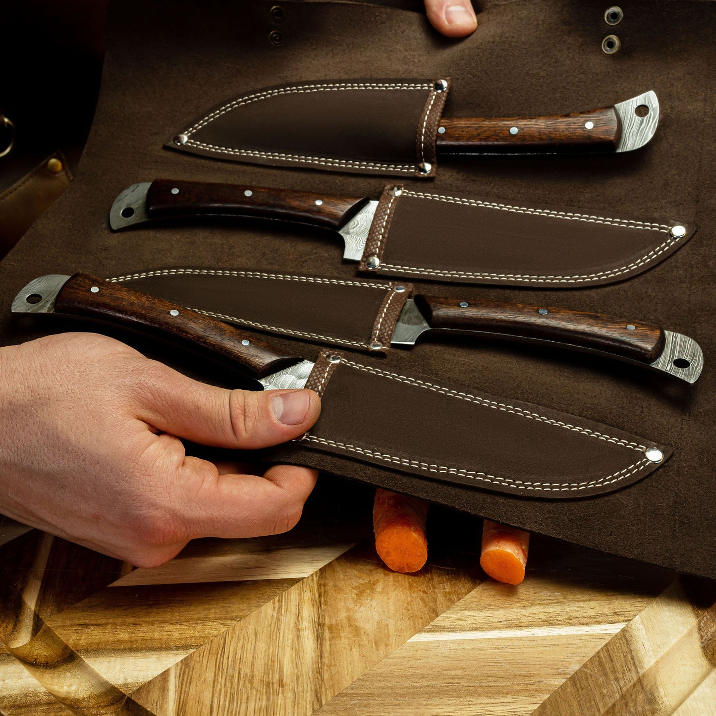 Damascus Chef Knife 4 Pc Set