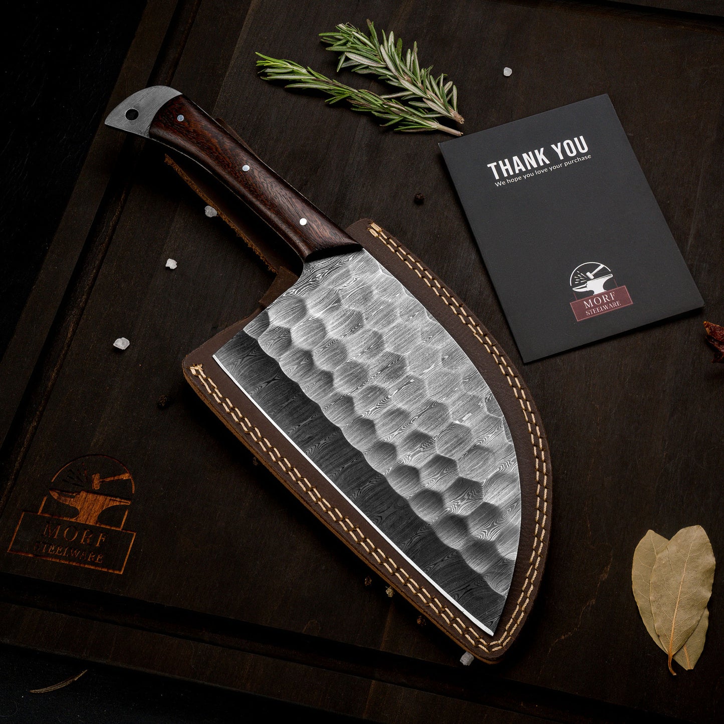 Damascus Serbian Cleaver Knife