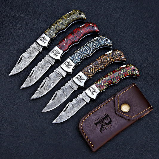 Handmade Damascus Pocket Knife Folding Knife Custom Groomsmen Gift Anniversary Wedding Personalized Gift for Men Fathers day gift for him