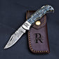 Handmade Damascus Pocket Knife Folding Knife Custom Groomsmen Gift Anniversary Wedding Personalized Gift for Men Fathers day gift for him