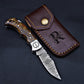 Handmade Damascus Pocket Knife Folding Knife Custom Groomsmen Gift Anniversary Wedding Personalized Gift for Men Fathers day gift for him