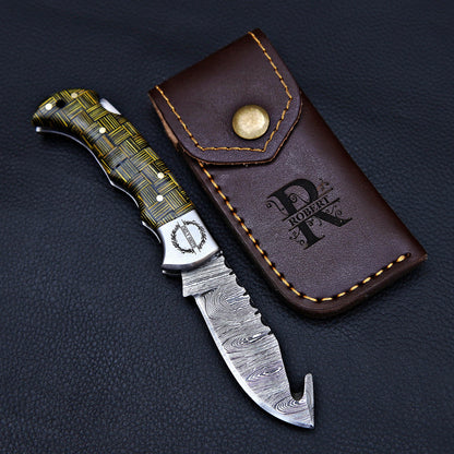 Handmade Damascus knife Pocket knife Folding Knife Personalized gift for men Wedding Gift Fathers day gift birthday anniversary gift for him