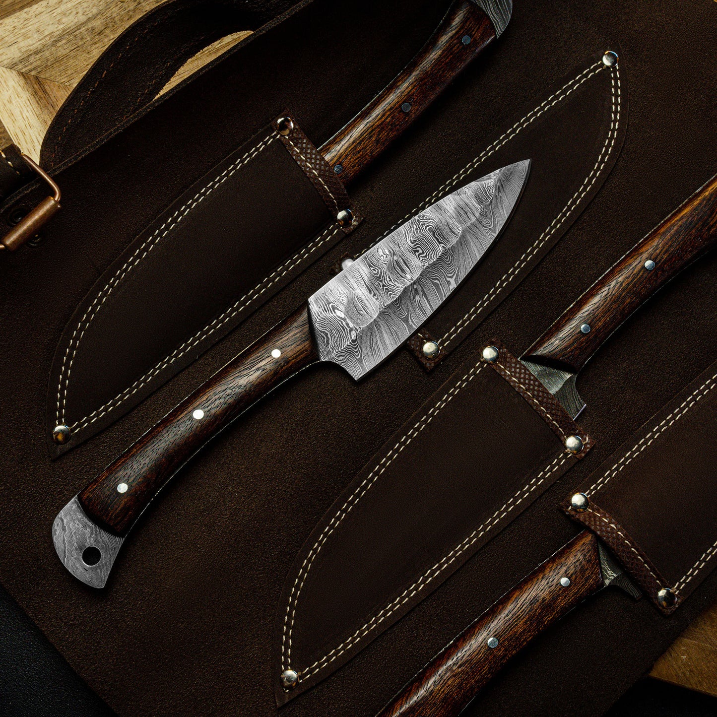 Damascus Chef Knife 4 Pc Set