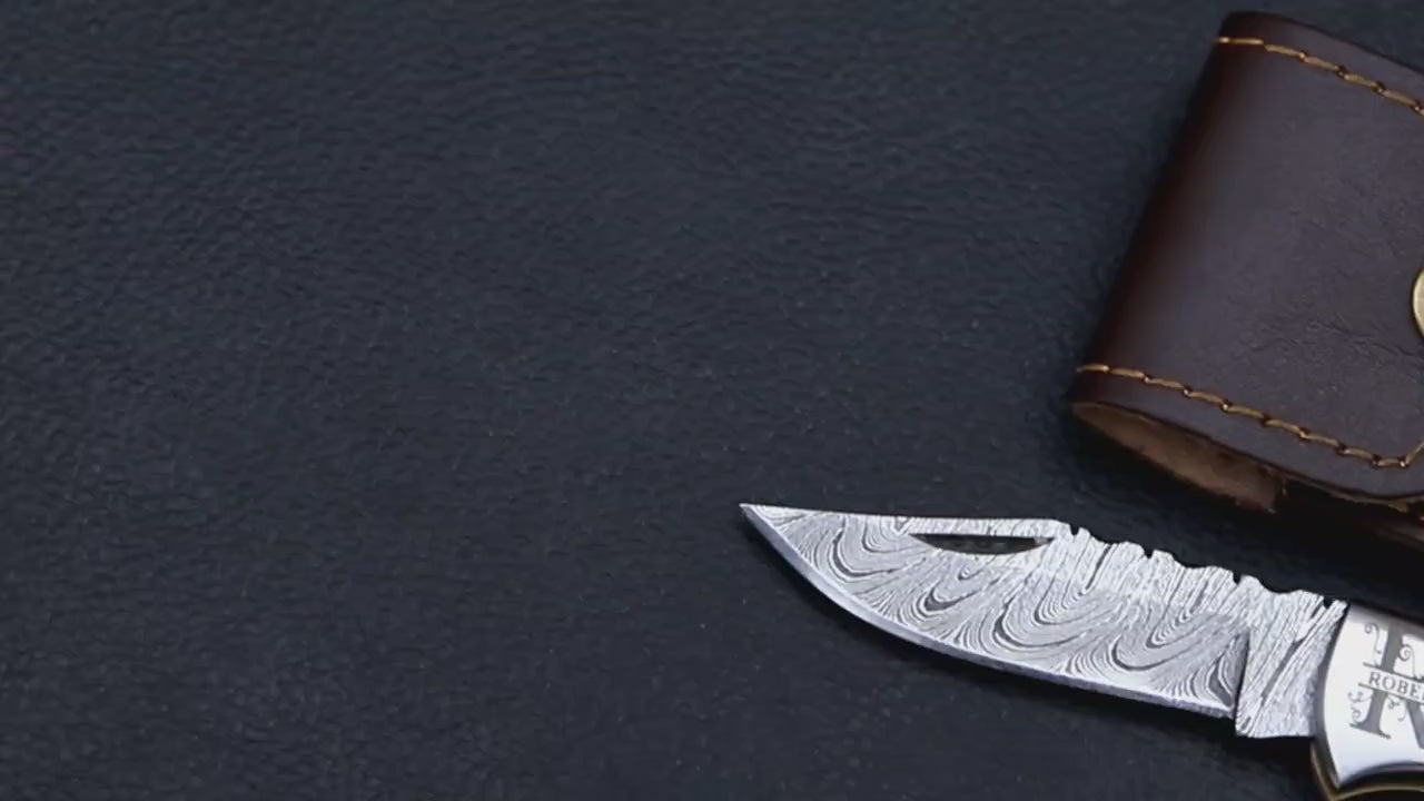 Handmade Damascus Pocket Knife Folding Knife in American flag handle Groomsmen Anniversary Wedding Personalized Gift Fathers day gift