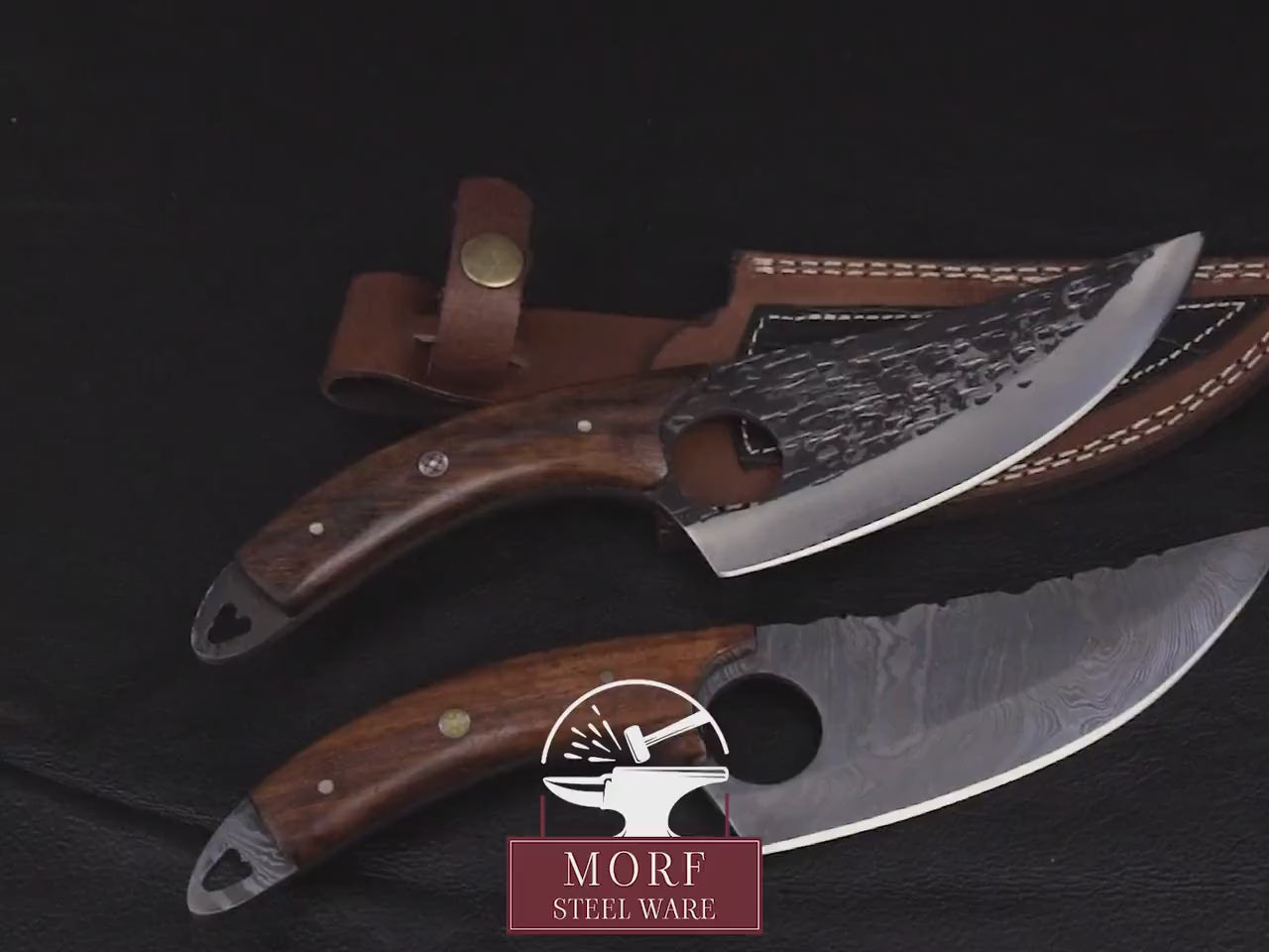 Handmade Japanese Damascus Chief knife Rose Wood Handle, Hand forged Damascus knife Non slip Walnut, Kitchen Skinner Knife, Gift for Dad