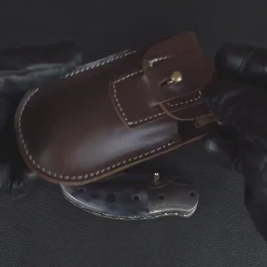 7.5'' Hand Forged Black Bone Handle Damascus Folding Knife, Damascus Pocket Knife, Damascus Steel Hunting knife, Hand Forged Damascus Knife