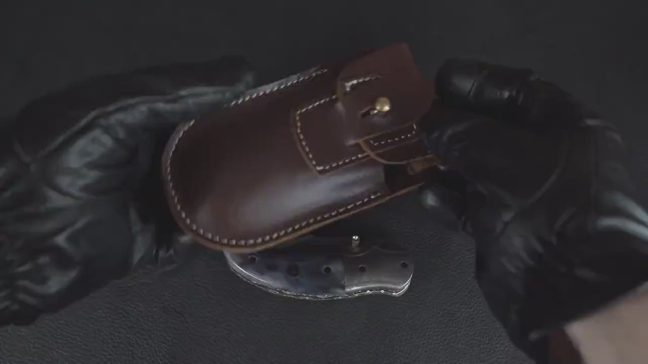 7.5'' Hand Forged Black Bone Handle Damascus Folding Knife, Damascus Pocket Knife, Damascus Steel Hunting knife, Hand Forged Damascus Knife