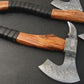 Hand Forged Small Handy Size Camping Axes, Damascus Steel Wood Handle Leather Wrapped Gift for Camper, Gift for Dad, Free Leather Sheath