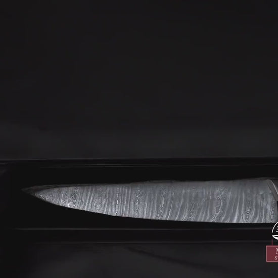 Cooking Kitchen Chef Knife Damascus Steel BBQ Camping Wood Handle Full Tang Knife Razor Sharp Blade Edge Indoor Outdoor in Gift Box Handmade