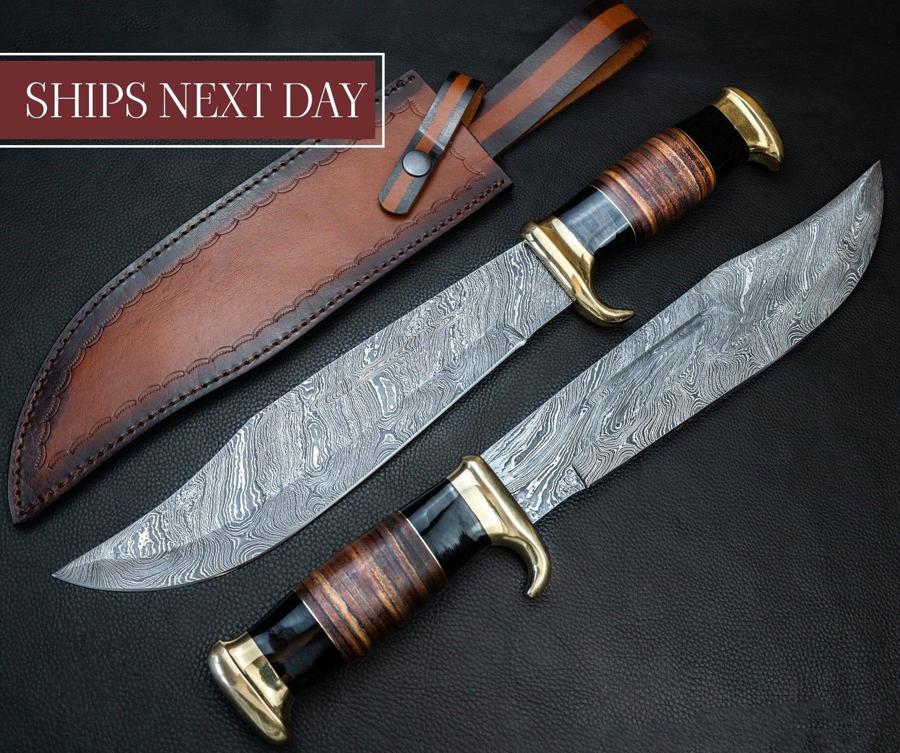 16" Massive Damascus Hunting Knife, Crocodile Dundee Bowie Knife, Damascus Fixed Blade Knife, Gigantic Damascus Knife, Big Hand Made Knife Etsy 