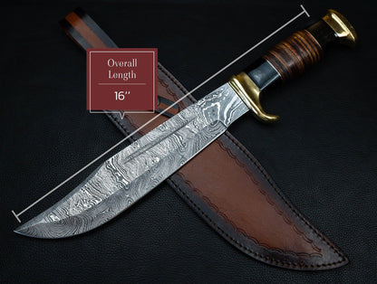 16" Massive Damascus Hunting Knife, Crocodile Dundee Bowie Knife, Damascus Fixed Blade Knife, Gigantic Damascus Knife, Big Hand Made Knife Etsy 