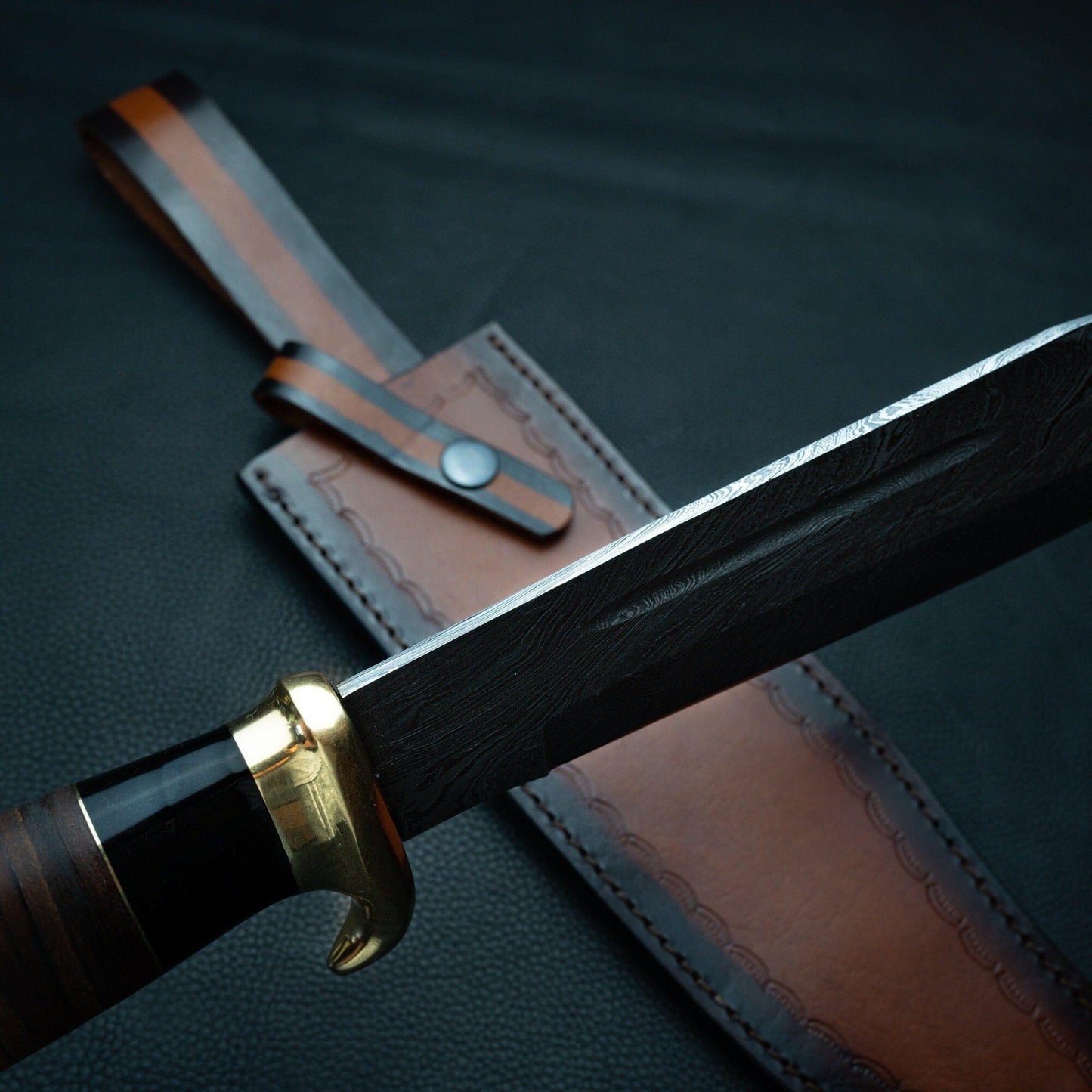 16" Massive Damascus Hunting Knife, Crocodile Dundee Bowie Knife, Damascus Fixed Blade Knife, Gigantic Damascus Knife, Big Hand Made Knife Etsy 