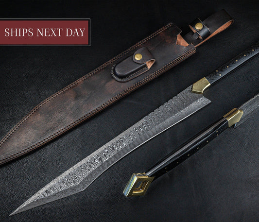 27" Hand Forged Damascus Steel Viking Sword, Damascus Steel Vikings sword, Hand Made Sword, Combat sword, Damascus Sword With Leather Sheath Etsy 