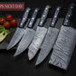 5 Pieces Handmade Damascus Kitchen Knife Chef's Knife Set With Forging Mark Blades And Leather Roll, Personalized Chef Knife ,Kitchen Knives Etsy 