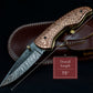 7.5" Hand Forged Engraved Copper Handle Damascus Fold Knife,Hand Made Damascus Pocket Knife, Damascus Steel Hunting knife, Folding Knife 