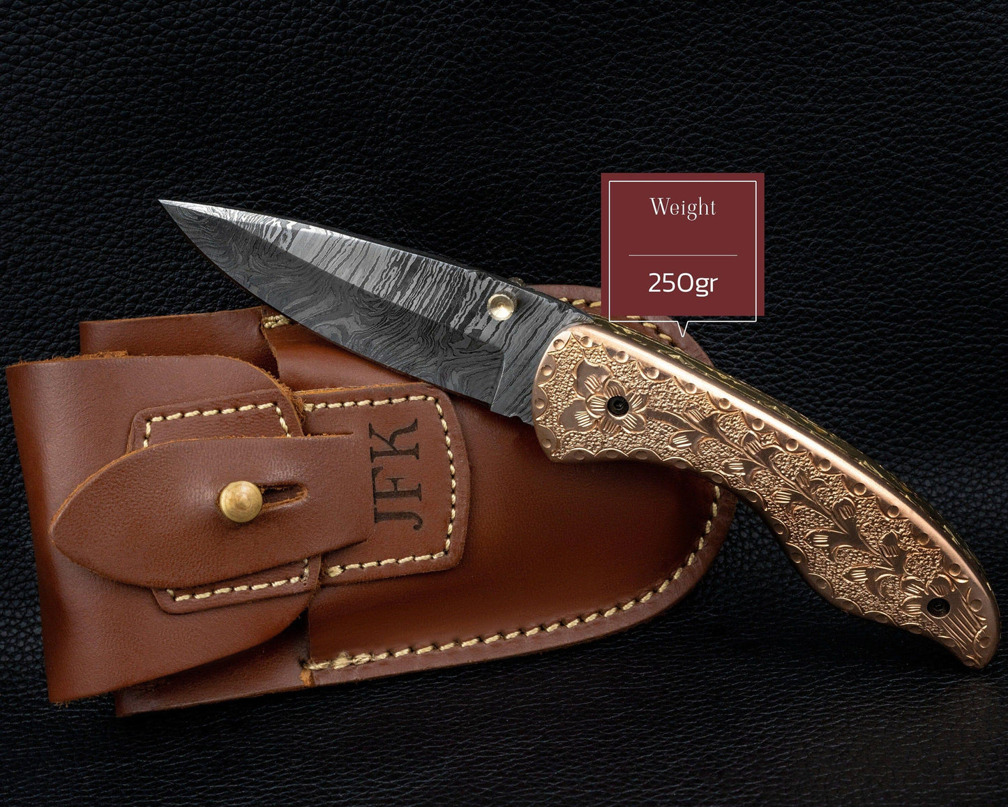 7.5" Hand Forged Engraved Copper Handle Damascus Fold Knife,Hand Made Damascus Pocket Knife, Damascus Steel Hunting knife, Folding Knife Etsy 