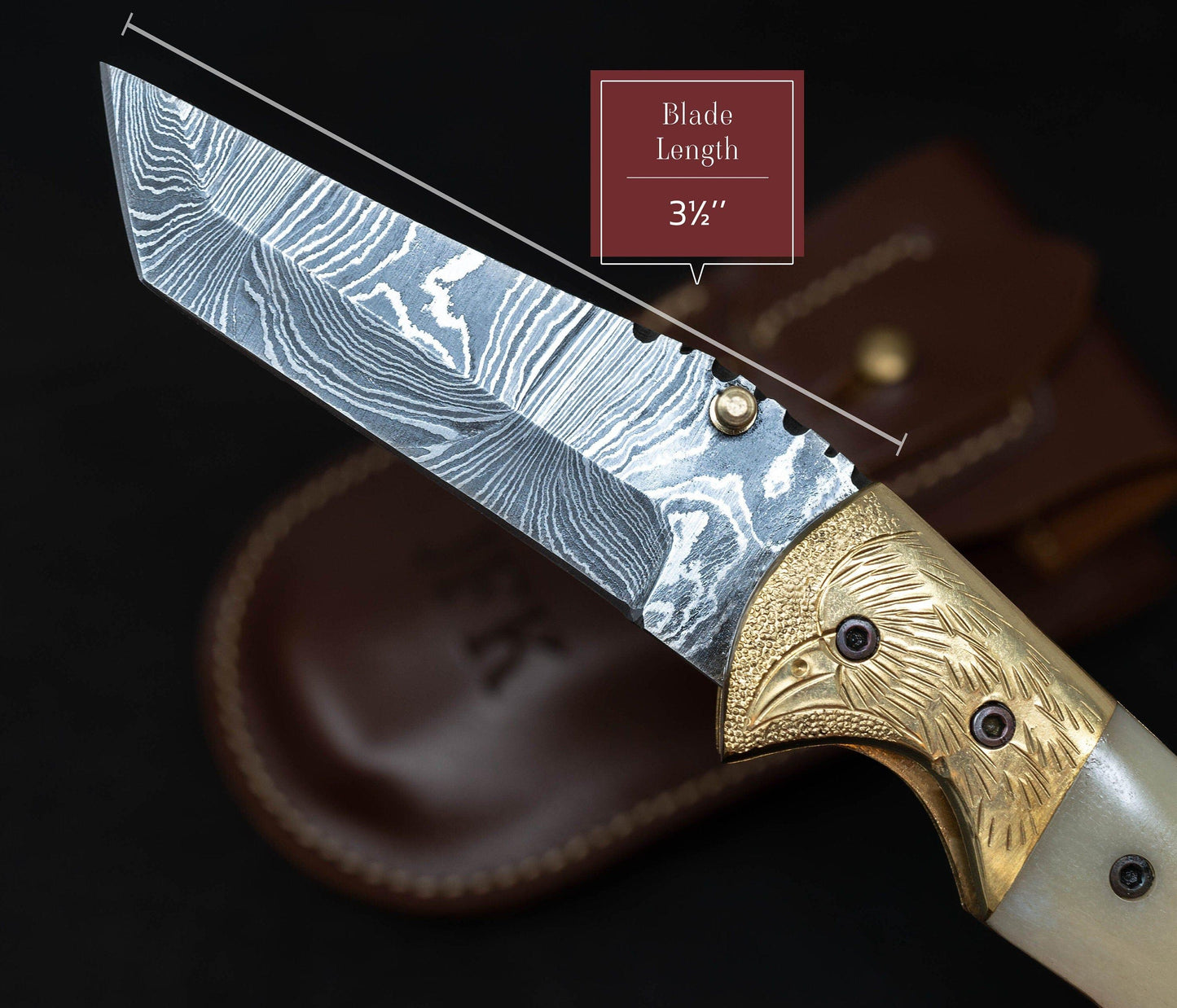 7.1/2'' Hand Forged Real Horn Handle Damascus Fold Knife, White Bone Pocket Knife, Damascus Steel Hunting knife, Hand Forged Damascus Knife Etsy 