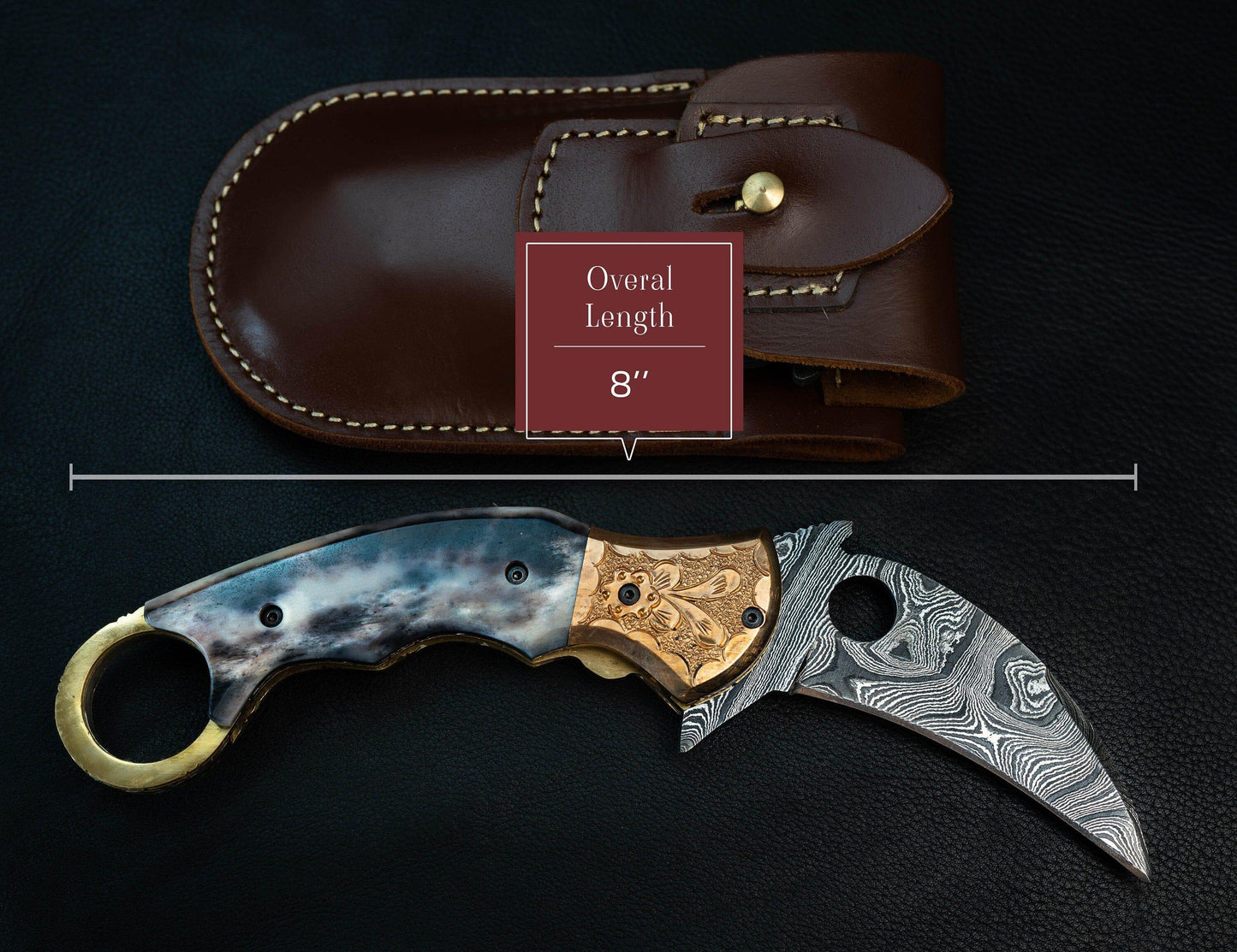 8'' Hand Forged Real Bone Handle Damascus Fold Knife, Damascus Pocket Knife, Damascus Steel Hunting Karambit, Hand Forged Damascus Knife Etsy 