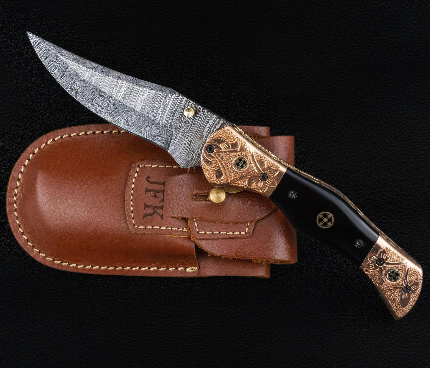 9'' Hand Forged Natural Bone Handle Damascus Fold Knife, Damascus Pocket Knife, Damascus Steel Hunting knife, Hand Forged Damascus Knife Etsy 