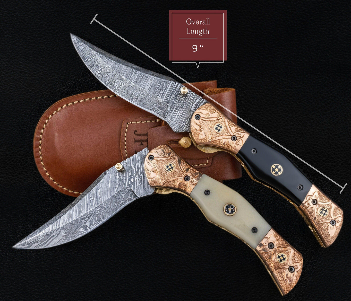 9'' Hand Forged Natural Bone Handle Damascus Fold Knife, Damascus Pocket Knife, Damascus Steel Hunting knife, Hand Forged Damascus Knife Etsy 