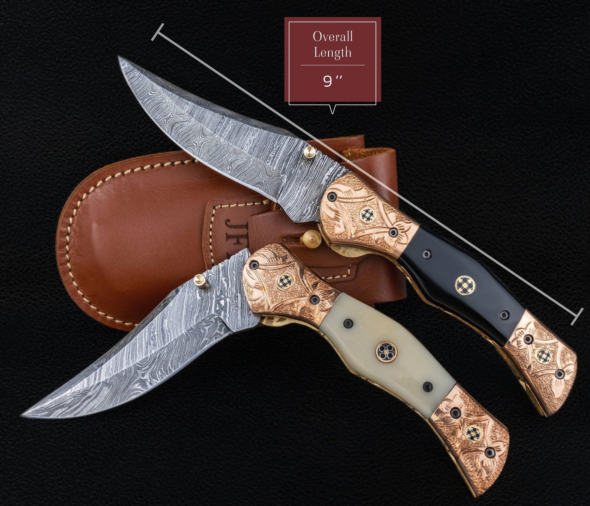 9'' Hand Forged Natural Bone Handle Damascus Fold Knife, Damascus Pocket Knife, Damascus Steel Hunting knife, Hand Forged Damascus Knife Etsy 