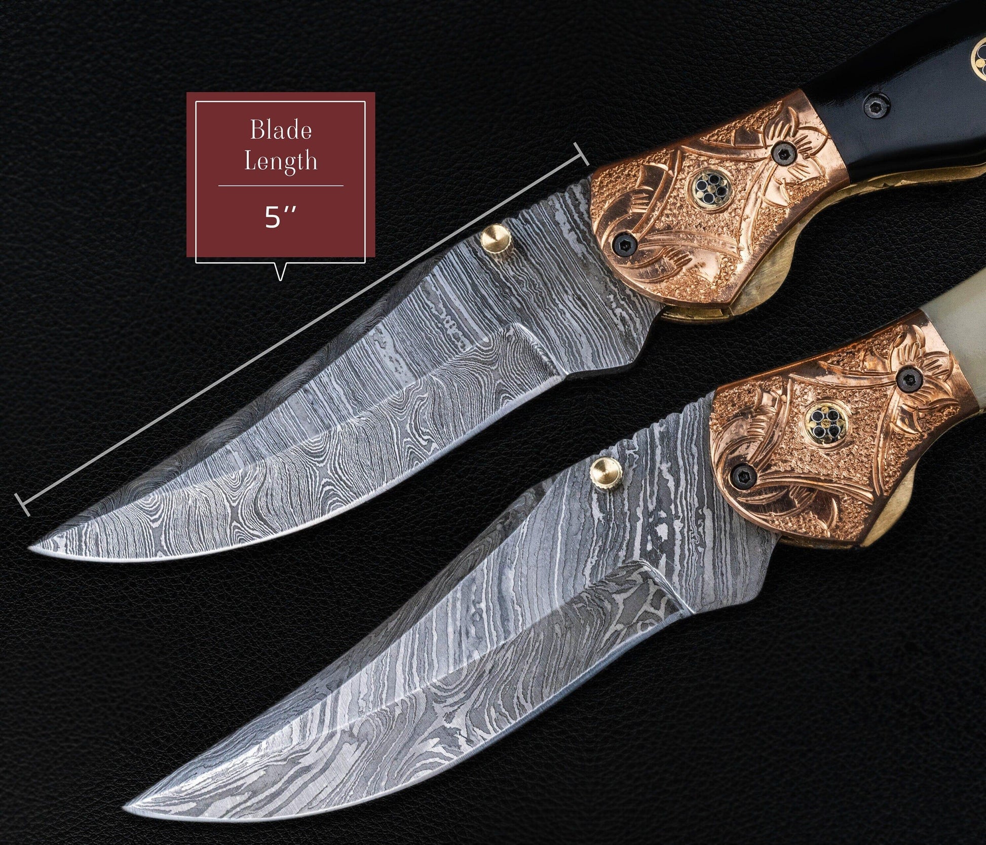 9'' Hand Forged Natural Bone Handle Damascus Fold Knife, Damascus Pocket Knife, Damascus Steel Hunting knife, Hand Forged Damascus Knife Etsy 