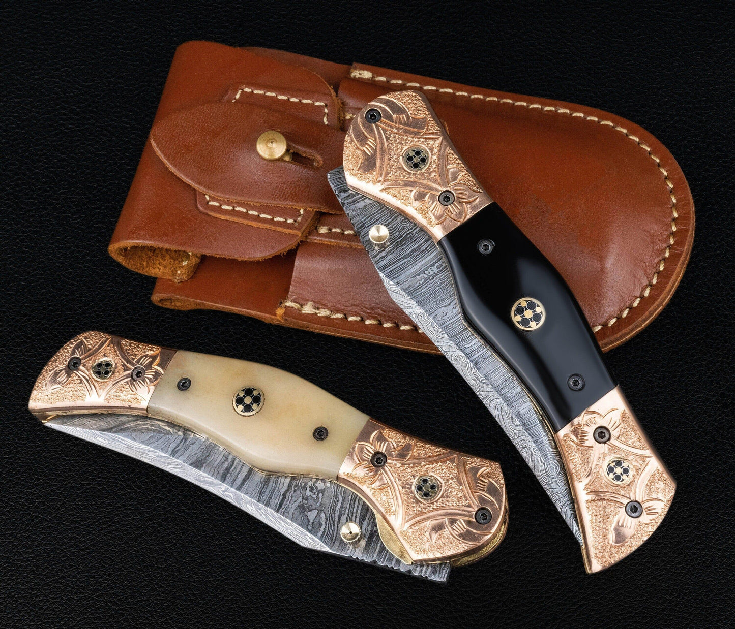 9'' Hand Forged Natural Bone Handle Damascus Fold Knife, Damascus Pocket Knife, Damascus Steel Hunting knife, Hand Forged Damascus Knife Etsy 