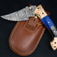 9'' Hand Forged Real Horn Handle Damascus Fold Knife