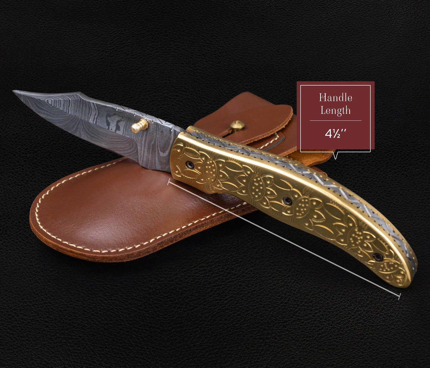 Luxury Hand Forged Damascus Folding Knife, Hand Engraved Brass Handle, Damascus Steel Pocket Hunting knife, Luxury Fold Knife, Gift For DAD Etsy 