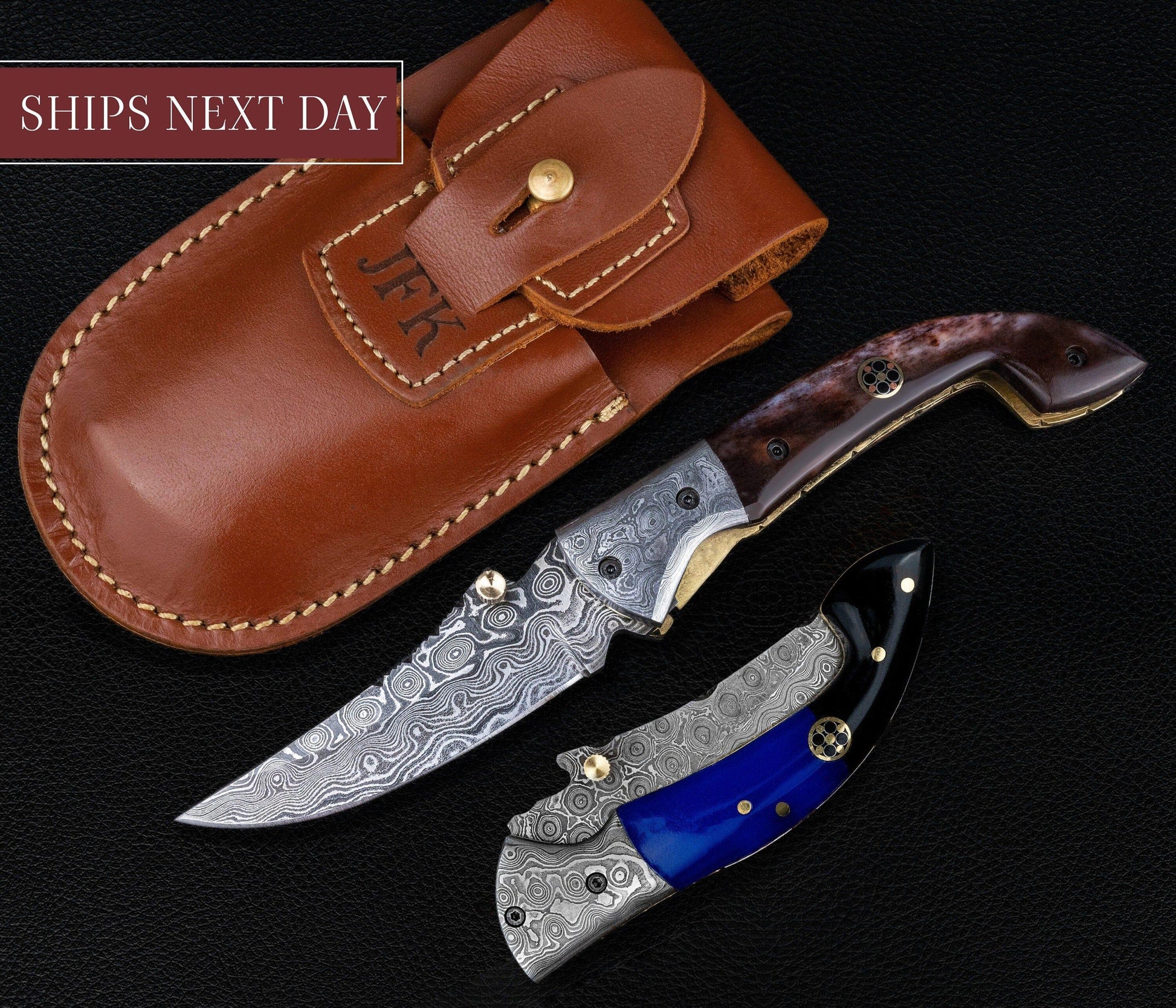 7.5'' Hand Forged Brown Bone Damascus Folding Knife, Hand Made Damascus Pocket Knife, Damascus Steel Hunting Knife, Hunting Damascus Knife Etsy 