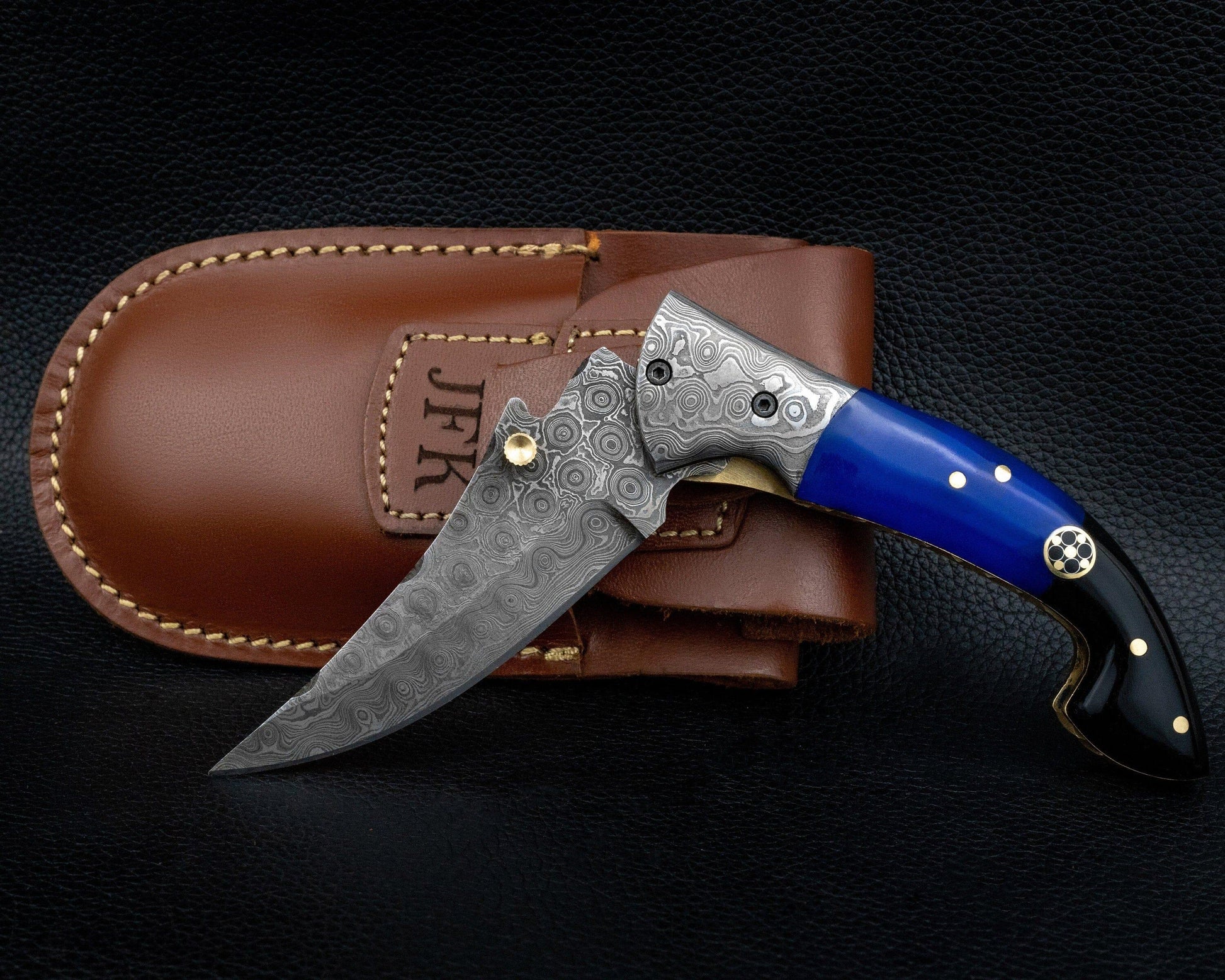 7.5'' Hand Forged Brown Bone Damascus Folding Knife, Hand Made Damascus Pocket Knife, Damascus Steel Hunting Knife, Hunting Damascus Knife Etsy 