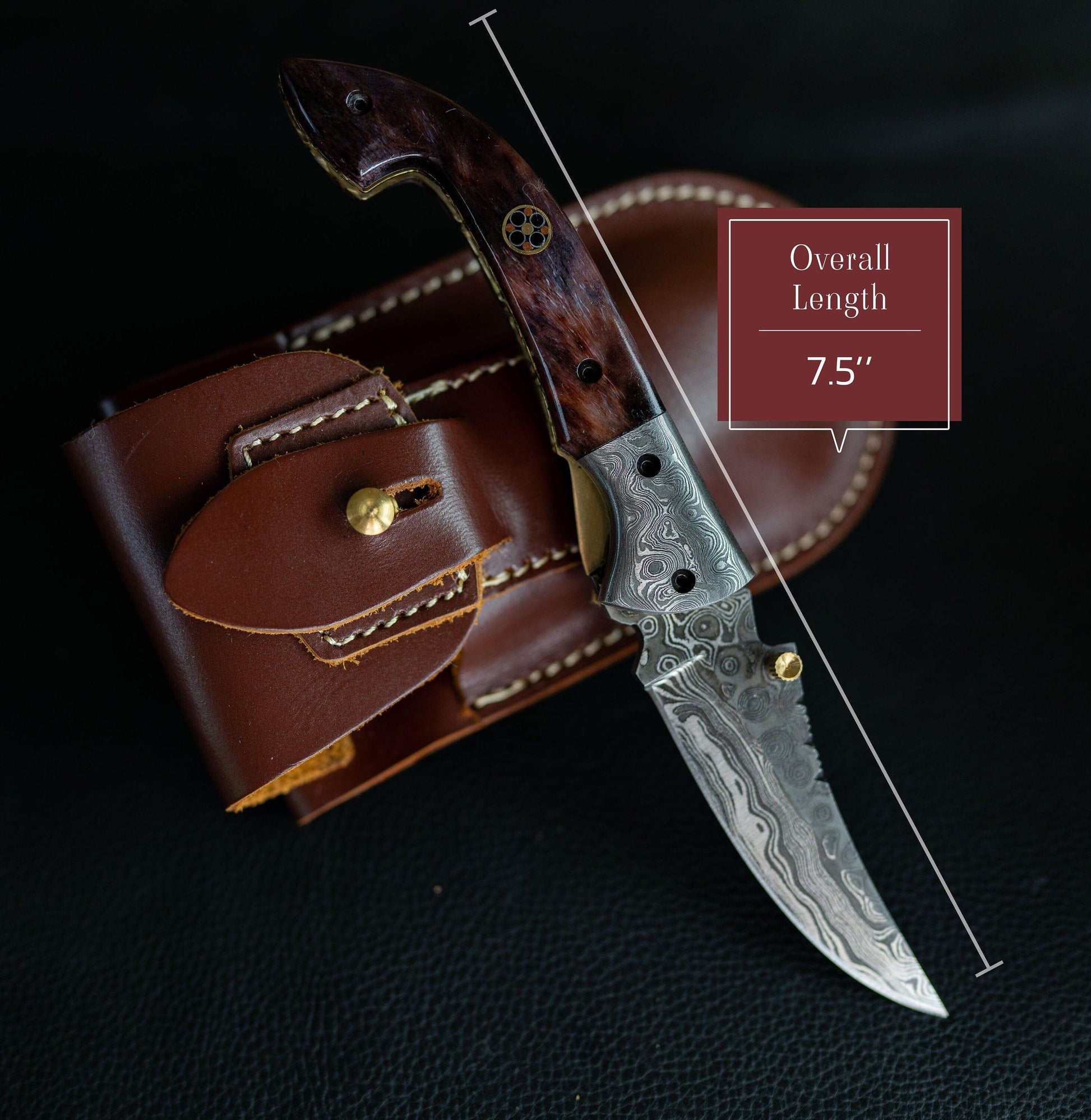 7.5'' Hand Forged Brown Bone Damascus Folding Knife, Hand Made Damascus Pocket Knife, Damascus Steel Hunting Knife, Hunting Damascus Knife Etsy 