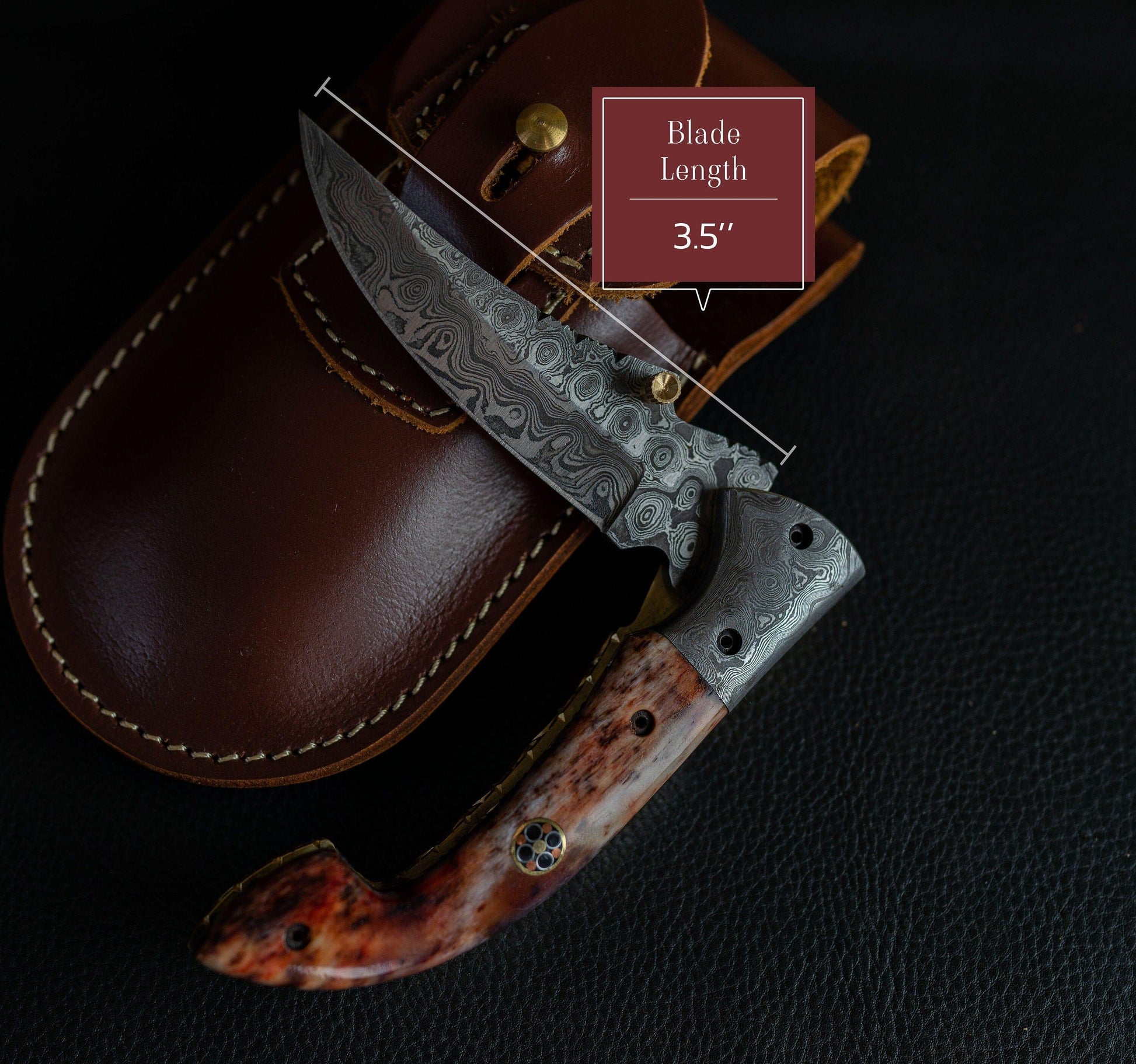 7.5'' Hand Forged Brown Bone Damascus Folding Knife, Hand Made Damascus Pocket Knife, Damascus Steel Hunting Knife, Hunting Damascus Knife Etsy 