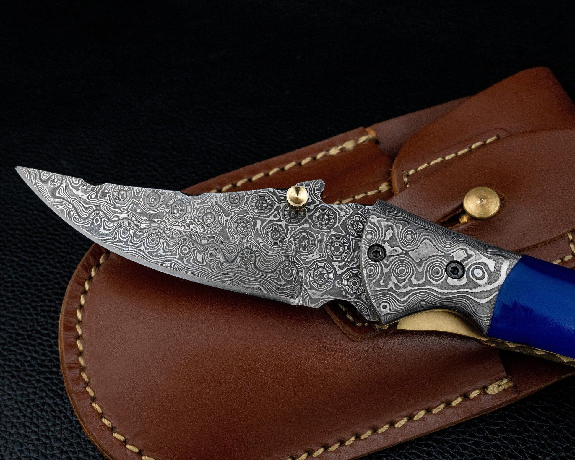 7.5'' Hand Forged Brown Bone Damascus Folding Knife, Hand Made Damascus Pocket Knife, Damascus Steel Hunting Knife, Hunting Damascus Knife Etsy 