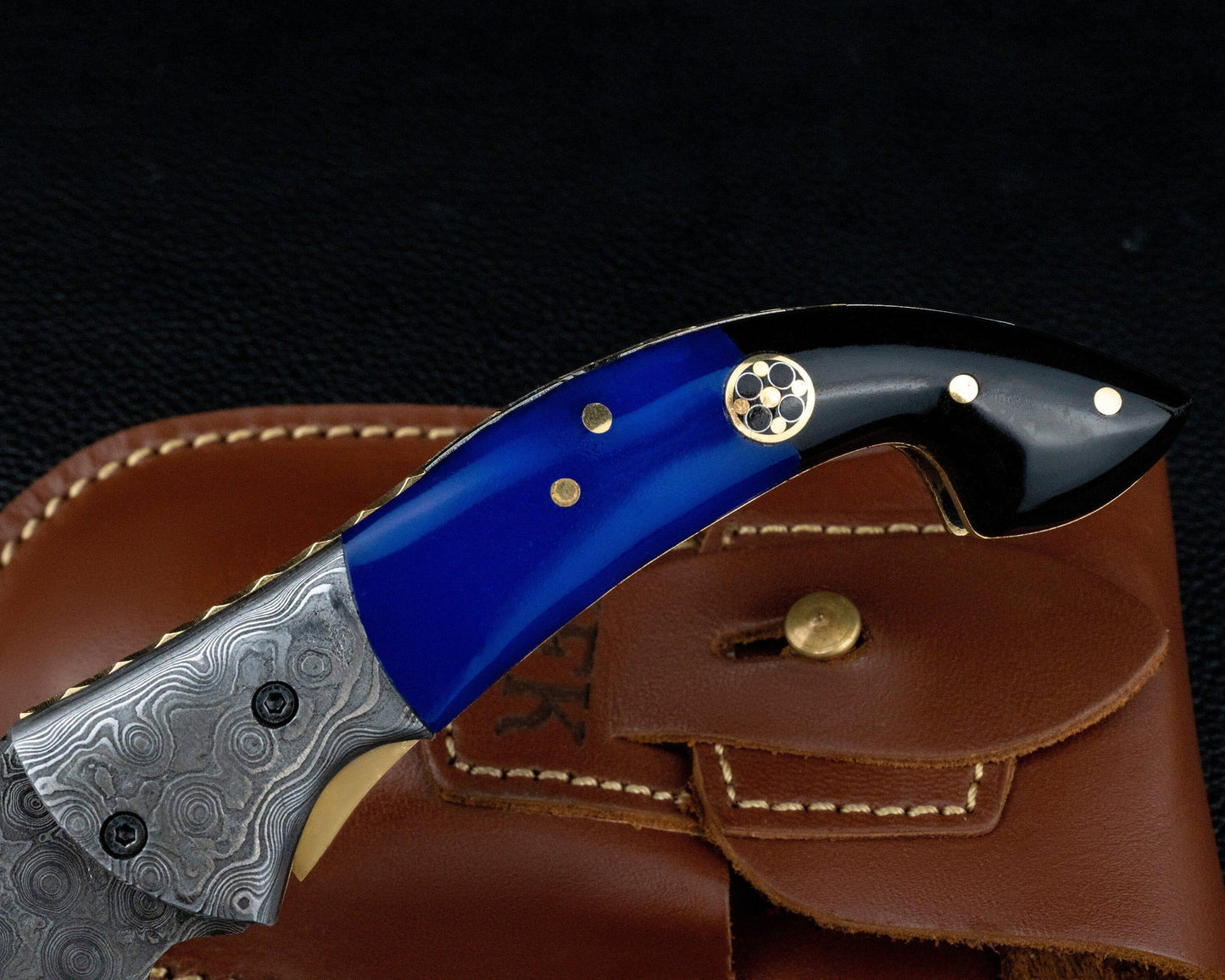 7.5'' Hand Forged Brown Bone Damascus Folding Knife, Hand Made Damascus Pocket Knife, Damascus Steel Hunting Knife, Hunting Damascus Knife Etsy 