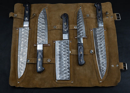Damascus Chef Knife 5 Pc Set - Best Gift - Damascus Kitchen Knives Set with High Quality Steel Perfect Gift for loved ones Free Leather Roll Etsy 