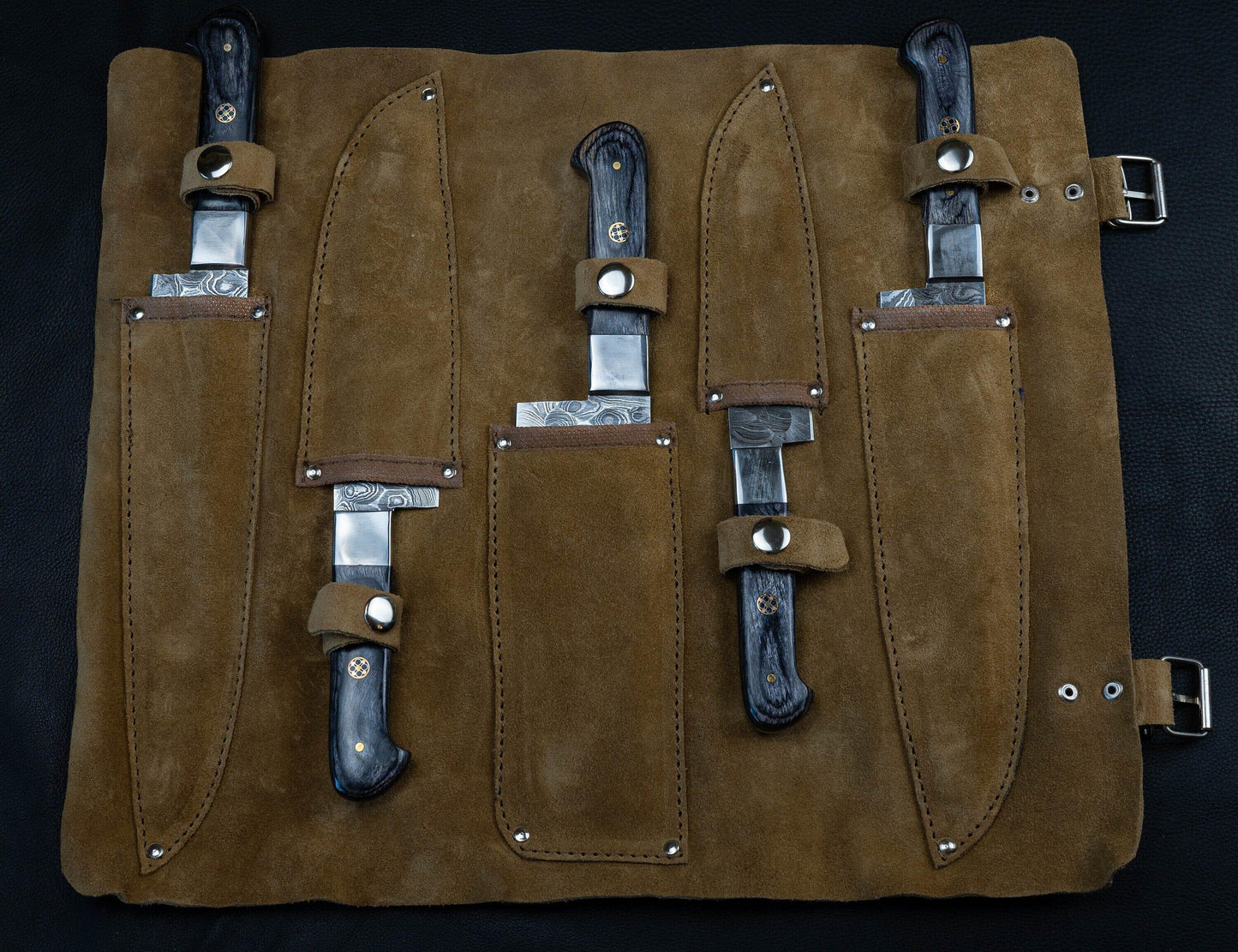 Damascus Chef Knife 5 Pc Set - Best Gift - Damascus Kitchen Knives Set with High Quality Steel Perfect Gift for loved ones Free Leather Roll Etsy 