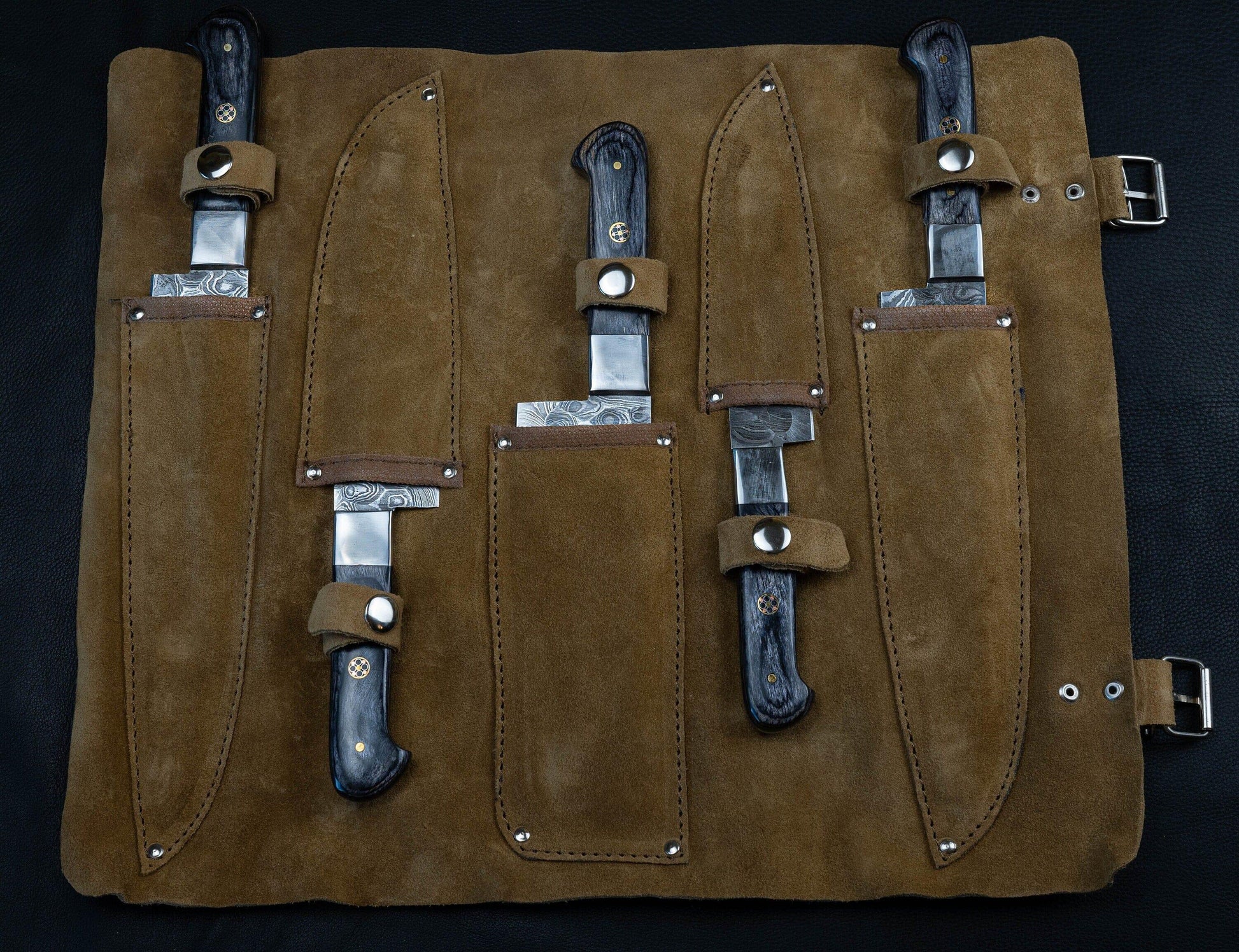 Damascus Chef Knife 5 Pc Set - Best Gift - Damascus Kitchen Knives Set with High Quality Steel Perfect Gift for loved ones Free Leather Roll Etsy 