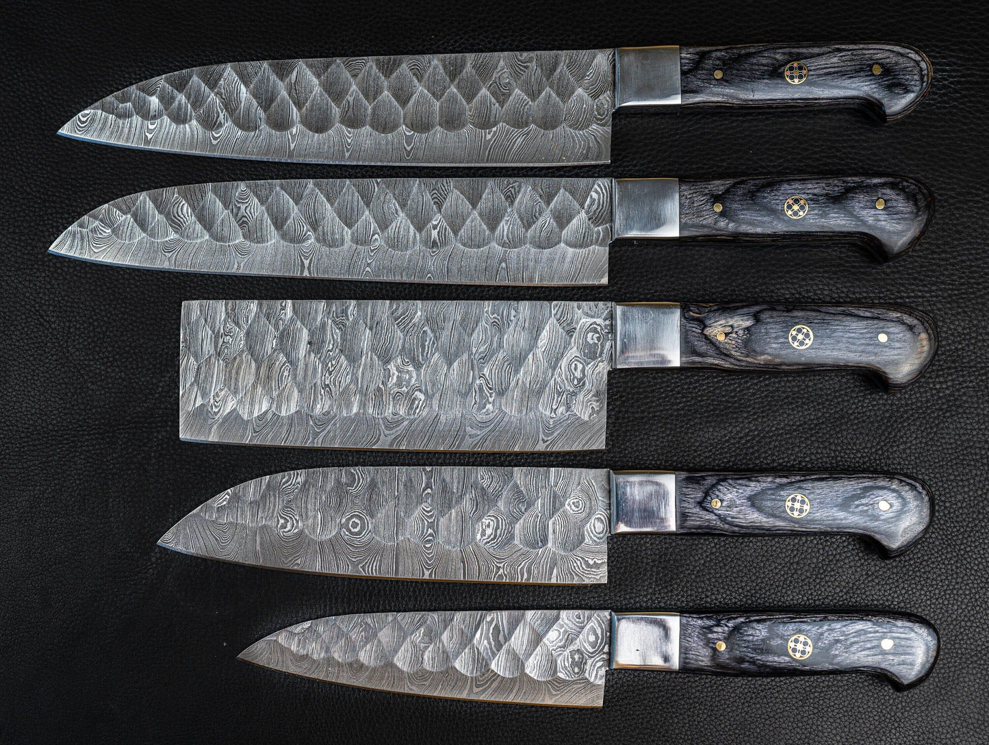 Damascus Chef Knife 5 Pc Set - Best Gift - Damascus Kitchen Knives Set with High Quality Steel Perfect Gift for loved ones Free Leather Roll Etsy 