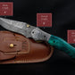 Luxury Hand Forged Damascus Folding Knife, Green Handle Damascus Steel Pocket Hunting knife, Luxury Fold Knife, Gift For DAD, Gift For Him Etsy 