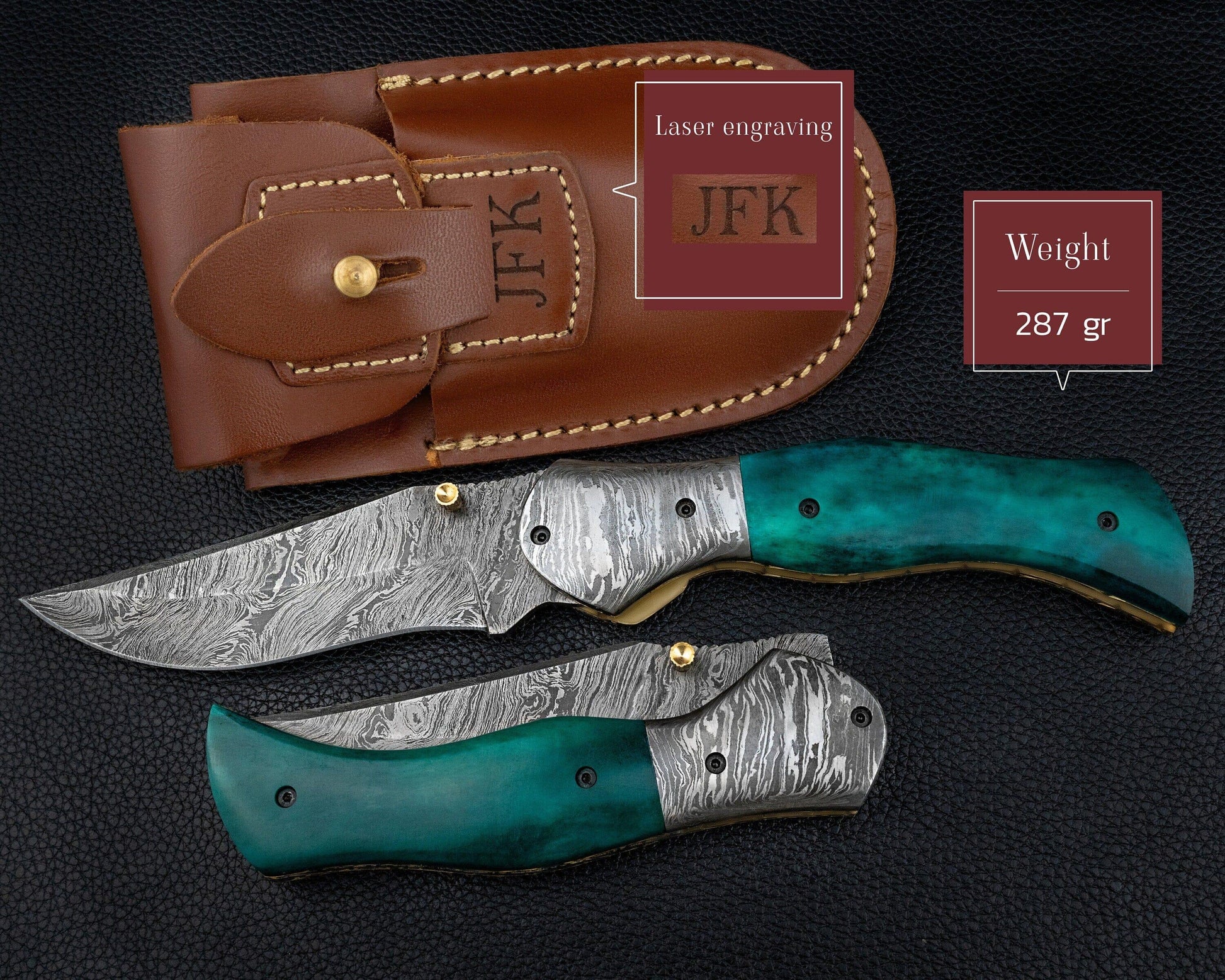 Luxury Hand Forged Damascus Folding Knife, Green Handle Damascus Steel Pocket Hunting knife, Luxury Fold Knife, Gift For DAD, Gift For Him Etsy 