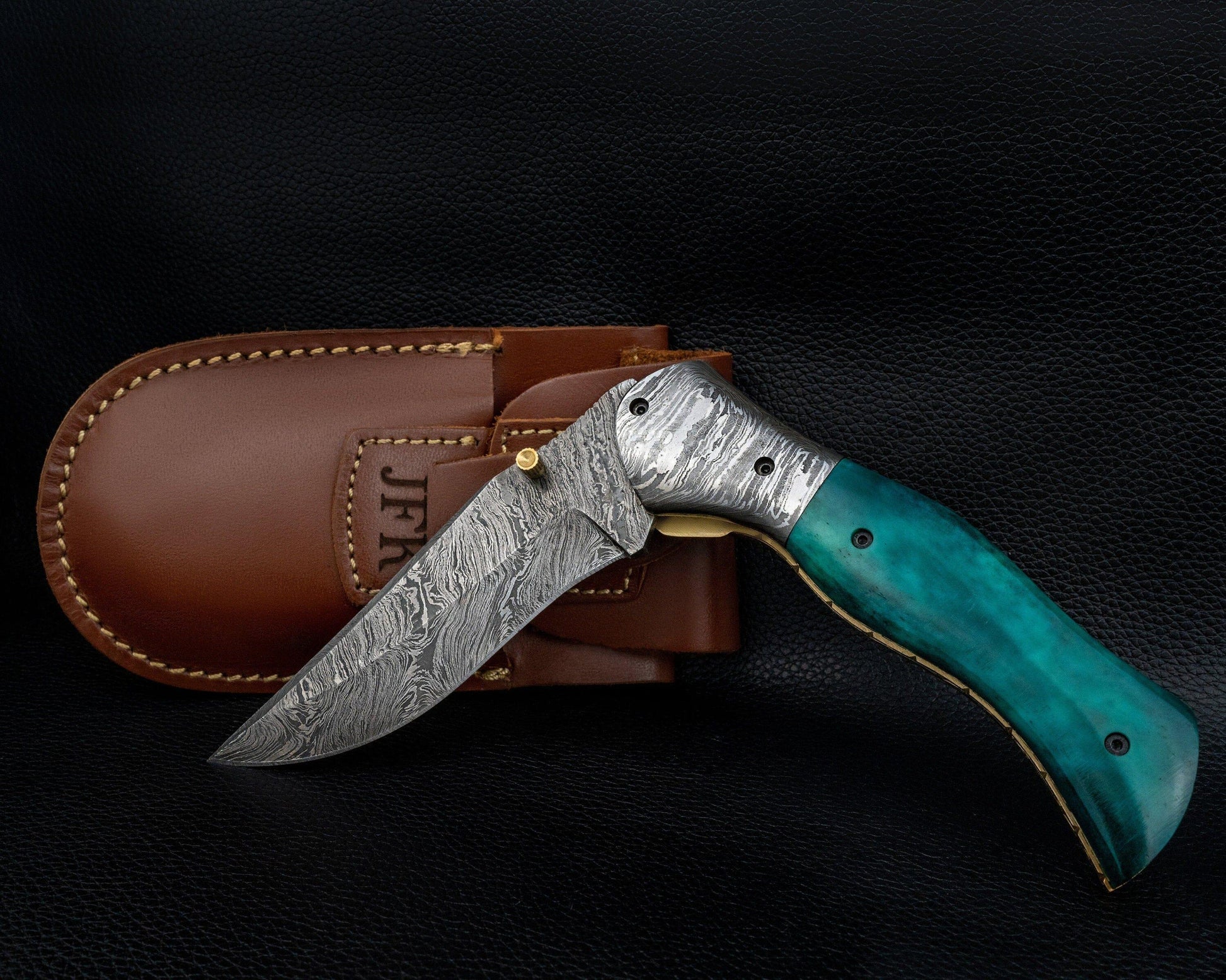 Luxury Hand Forged Damascus Folding Knife, Green Handle Damascus Steel Pocket Hunting knife, Luxury Fold Knife, Gift For DAD, Gift For Him Etsy 