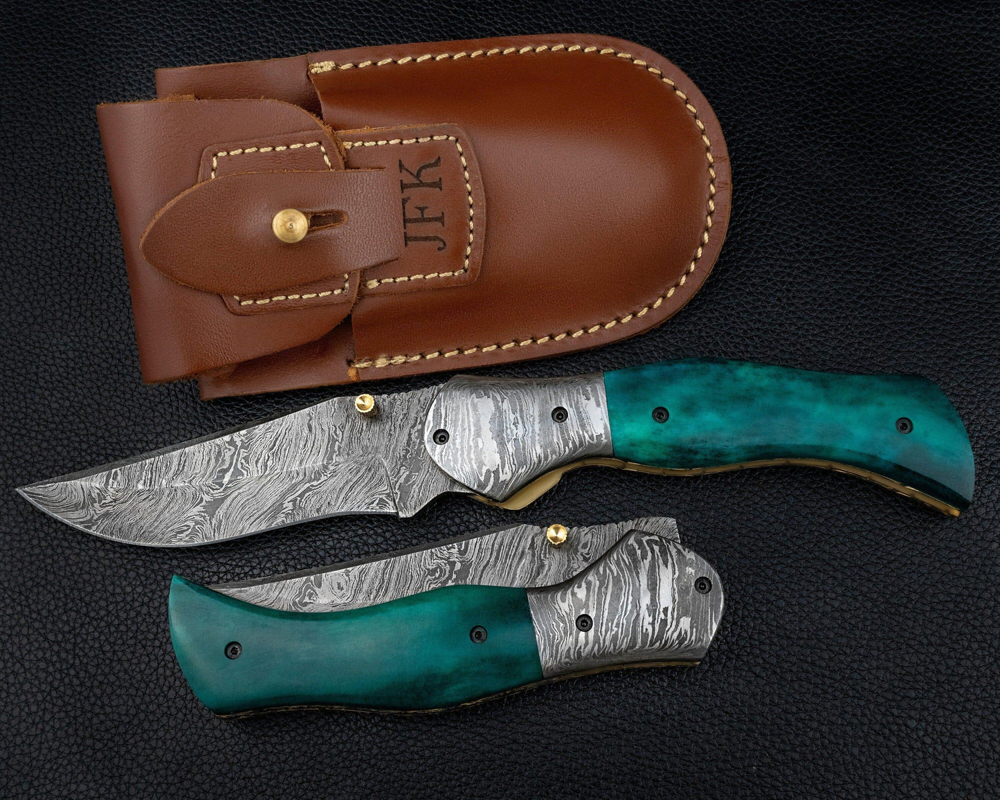 Luxury Hand Forged Damascus Folding Knife, Green Handle Damascus Steel Pocket Hunting knife, Luxury Fold Knife, Gift For DAD, Gift For Him Etsy 