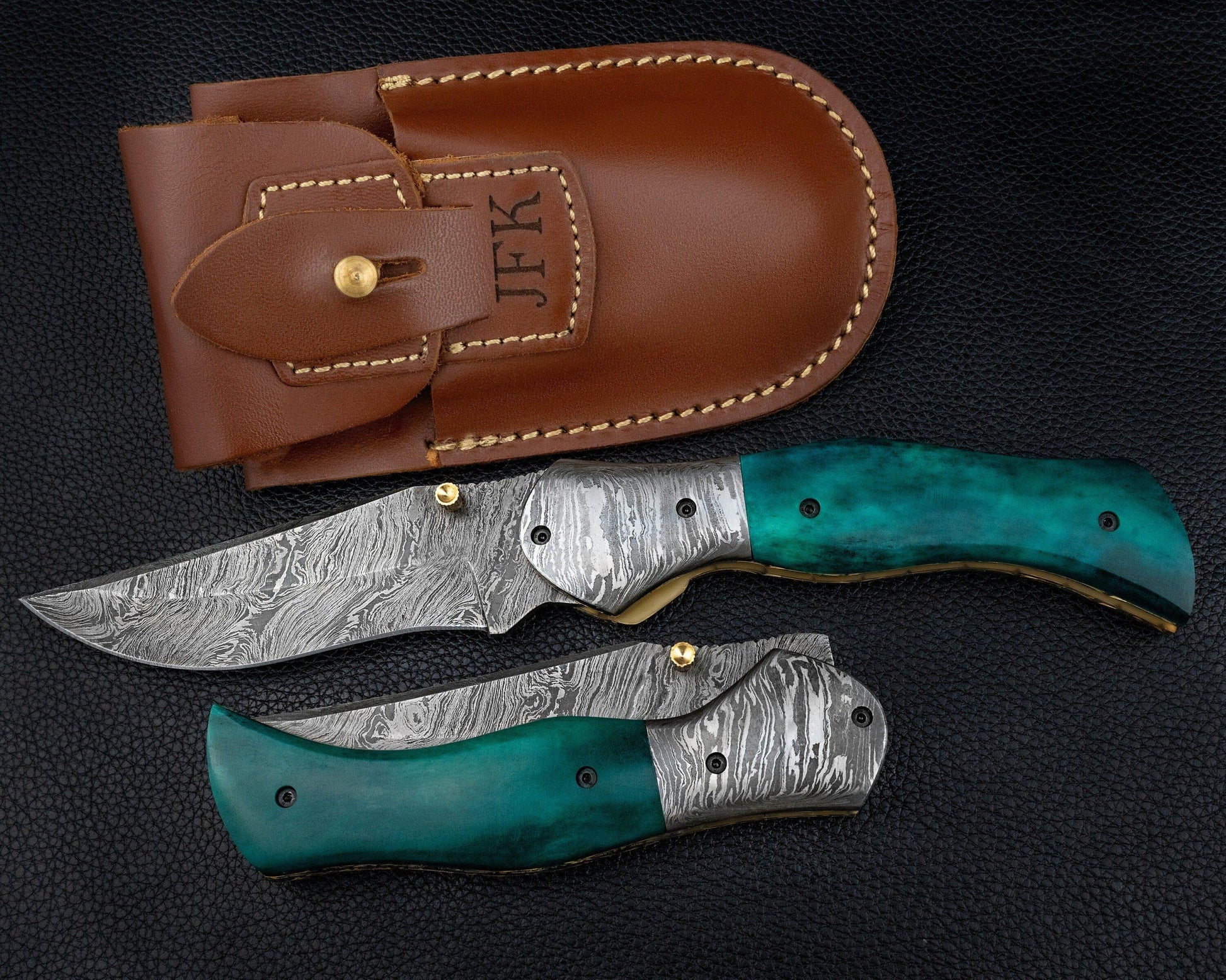 Luxury Hand Forged Damascus Folding Knife, Green Handle Damascus Steel Pocket Hunting knife, Luxury Fold Knife, Gift For DAD, Gift For Him Etsy 
