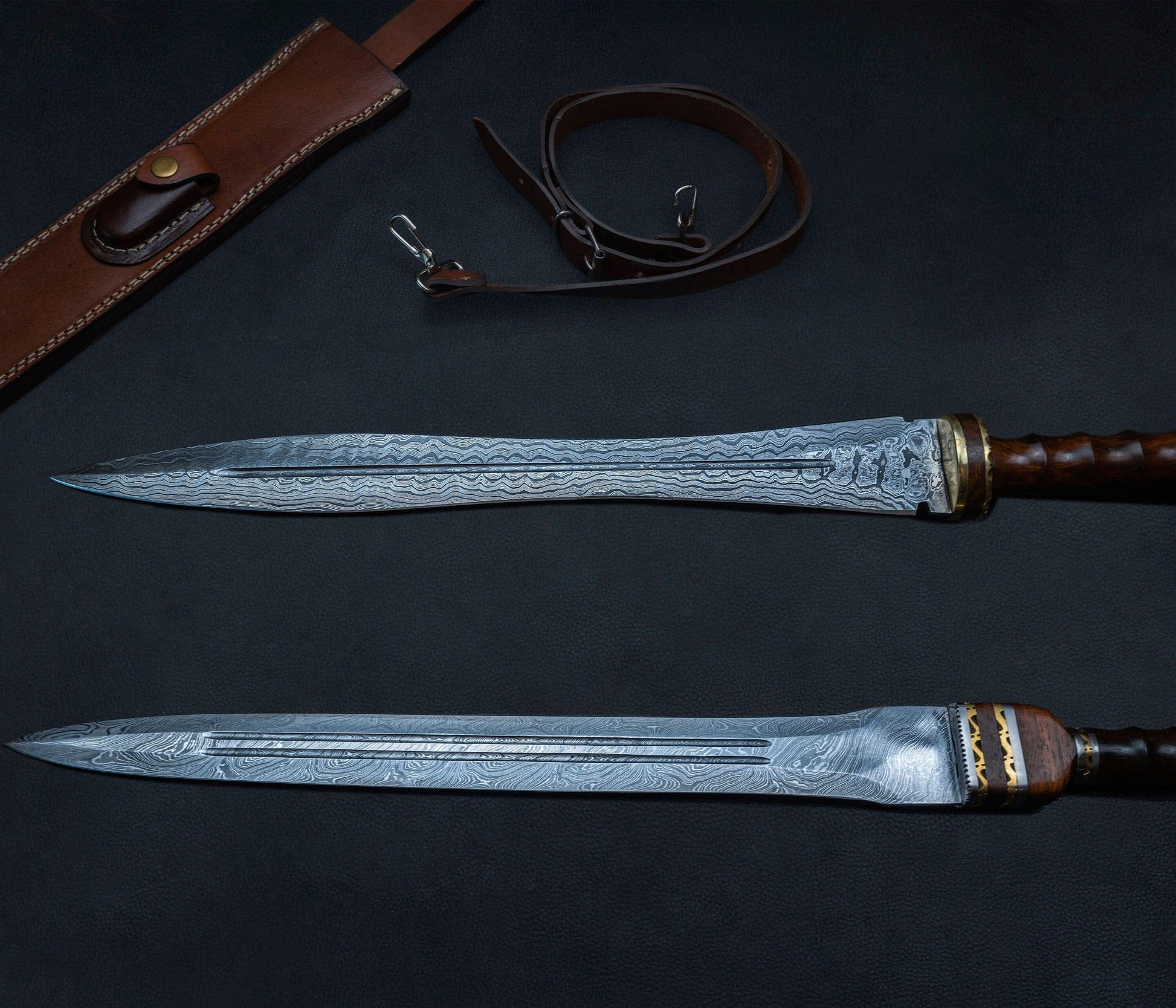 Hand Forged Damascus Steel Gladiator Sword, Damascus Steel Roman sword, Hand Made Sword, Combat sword, Damascus Sword With Leather Sheath Etsy 